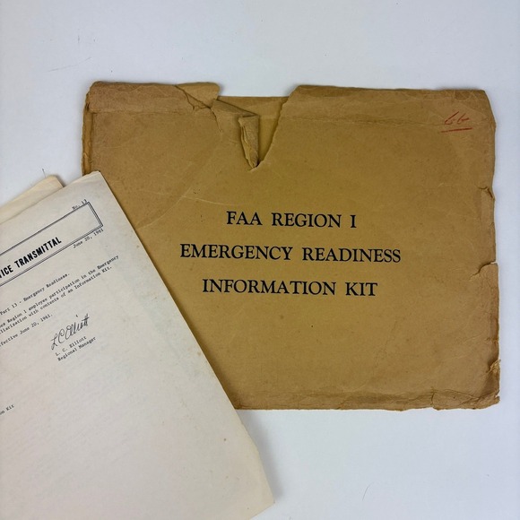 Other - 1961 FAA Region I Emergency Readiness Info Kit Envelope Letter Instructions